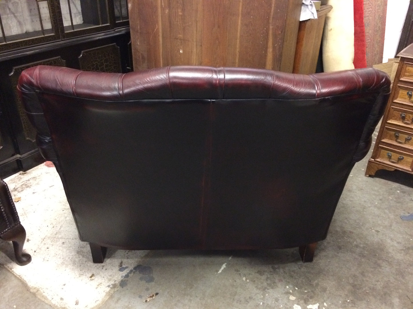 Gorgeous Hand Dyed Vintage Thomas Lloyd 2 Seat Oxblood Leather Chesterfield Sofa