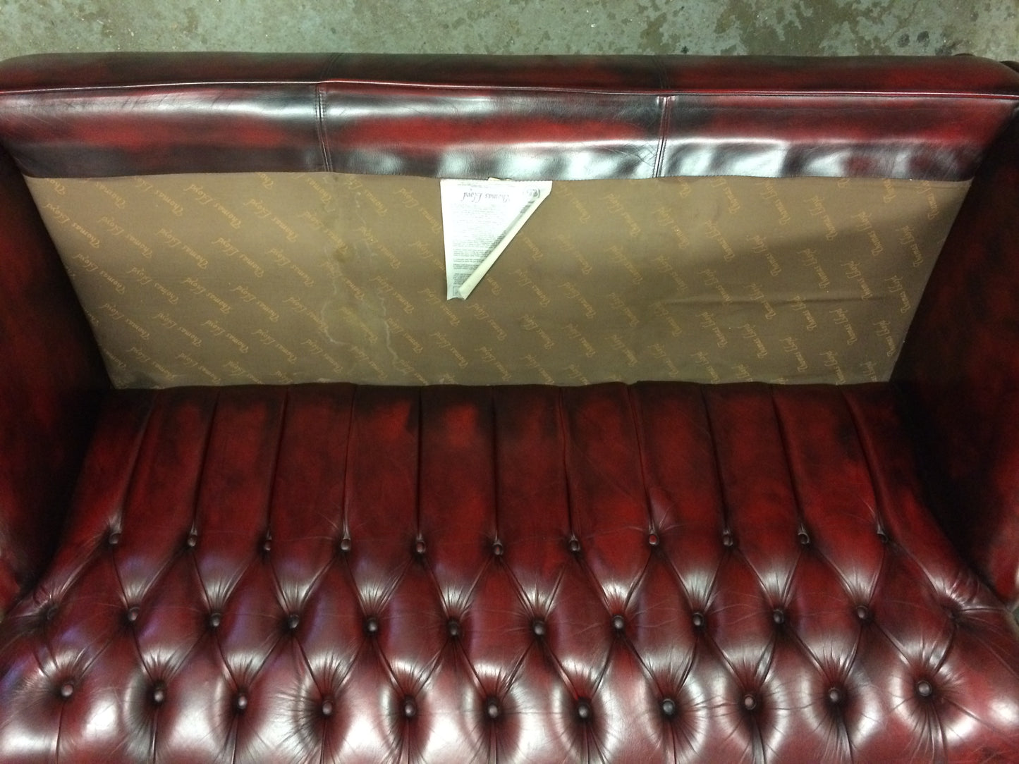 Quality 1980's Vintage Hand Dyed Oxblood Leather Chesterfield 3 seater Sofa