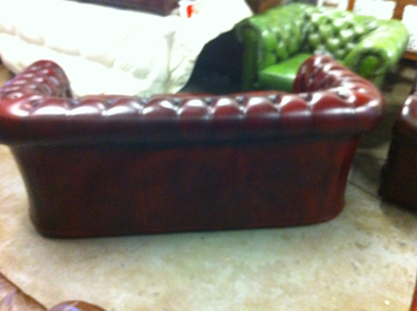 Lovely Late 20th century Vintage Hand Dyed Oxblood Leather Chesterfield Sofa