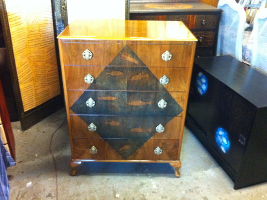 305.....Vintage 1960's Decorative Walnut Chest SOLD