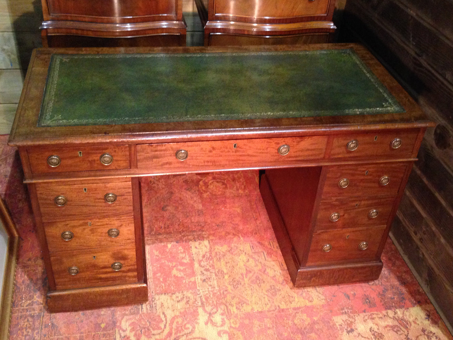 Antique Mahogany Pedestal Desk / Antique Writing Desk