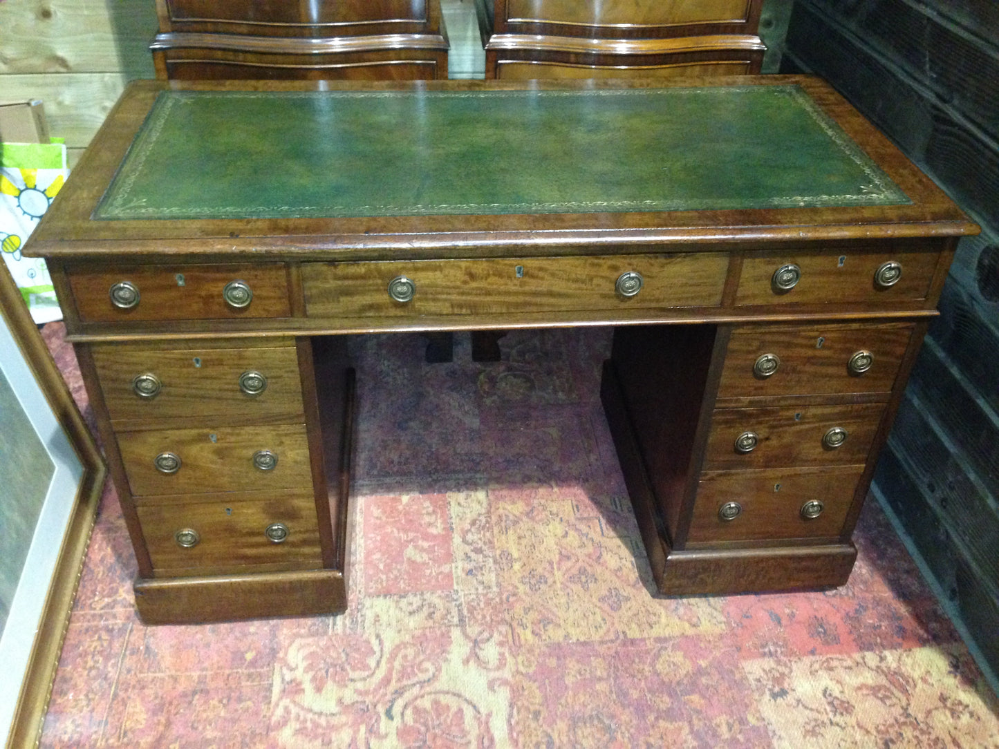Antique Mahogany Pedestal Desk / Antique Writing Desk