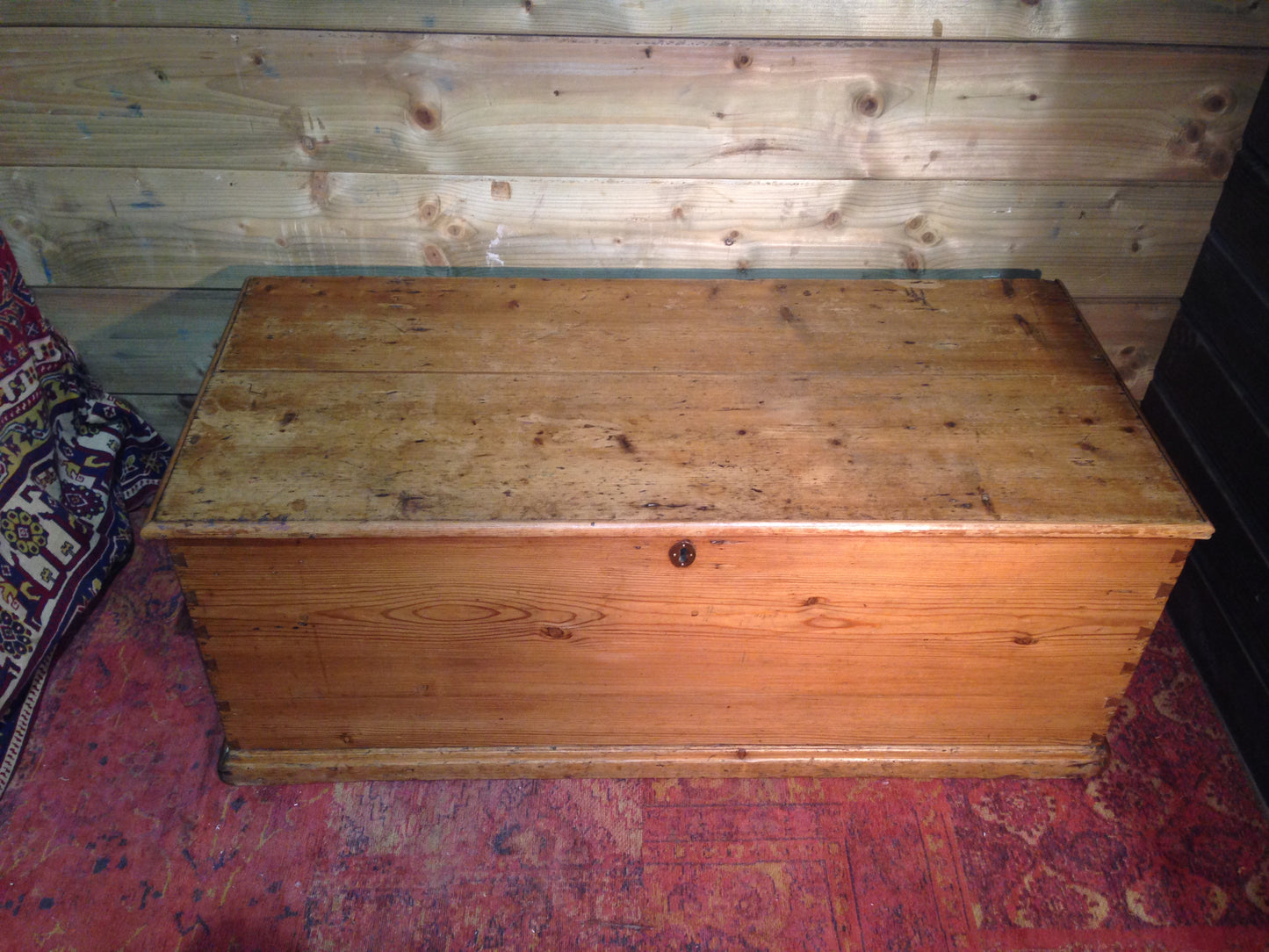 Victorian Pine Storage Chest / Rustic Antique Blanket Box