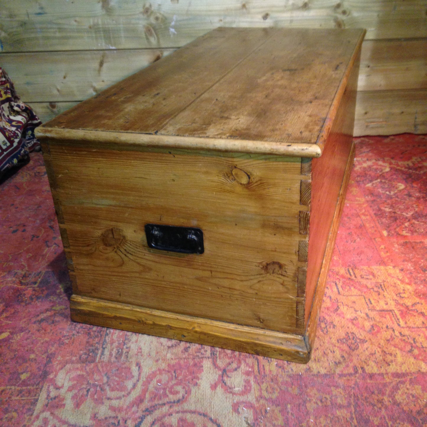 Victorian Pine Storage Chest / Rustic Antique Blanket Box