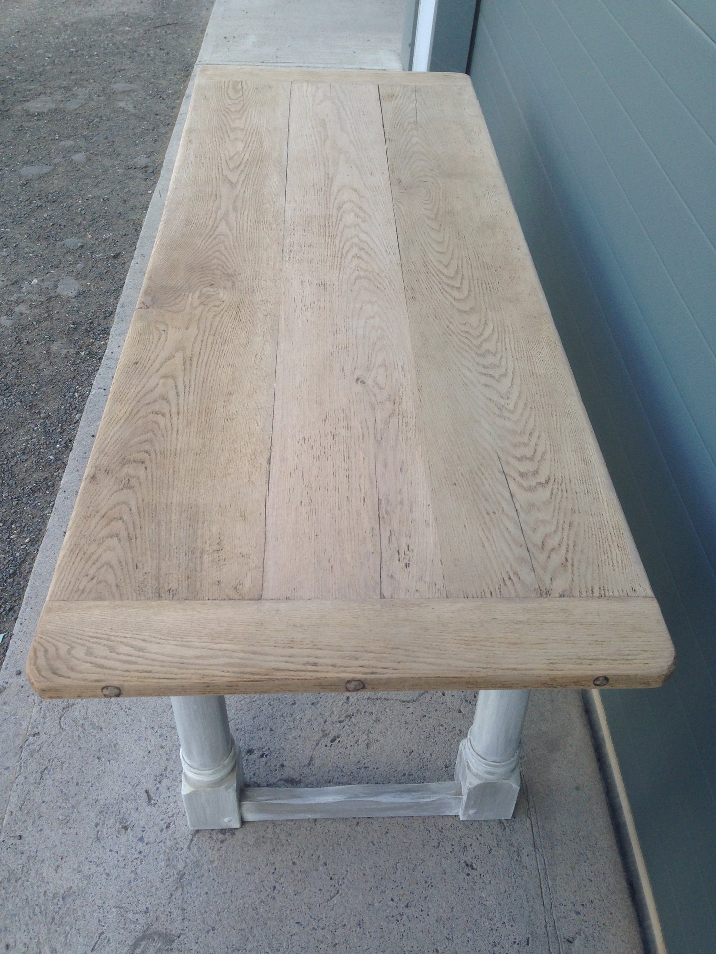 207.....Stunning Vintage Large Oak Top Dining Table / Scrub Top Farmhouse Table ( SOLD )