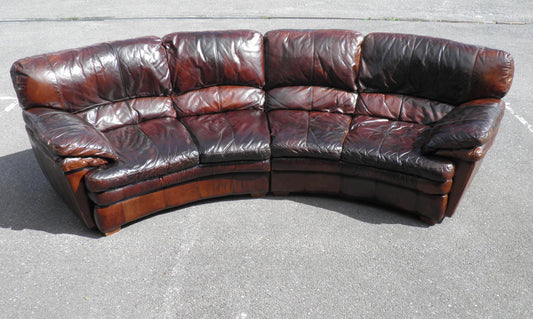 Gorgeous Huge "Antique Brown" Vintage Leather Corner Settee