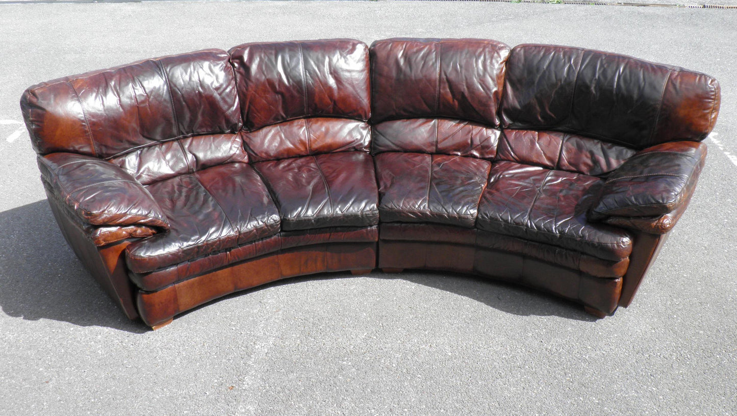 Gorgeous Huge "Antique Brown" Vintage Leather Corner Settee