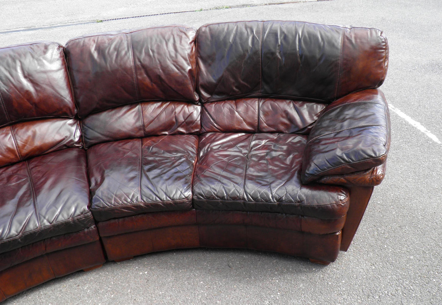 Gorgeous Huge "Antique Brown" Vintage Leather Corner Settee