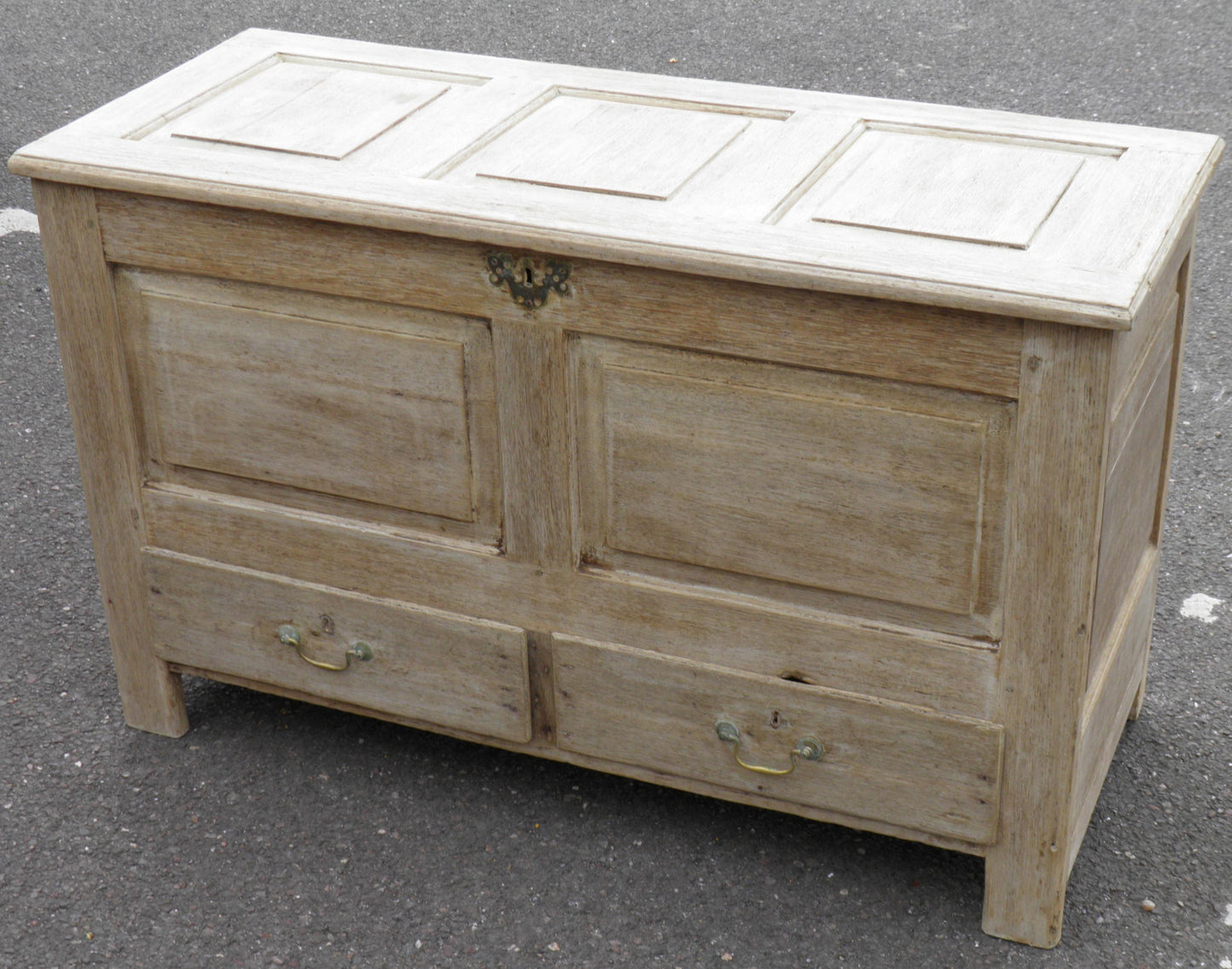 An 18th Century Bleached Oak Mule Chest Coffer