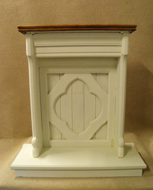A Reclaimed Gothic Design Pitch Pine Faux Fire Place or Hall Table
