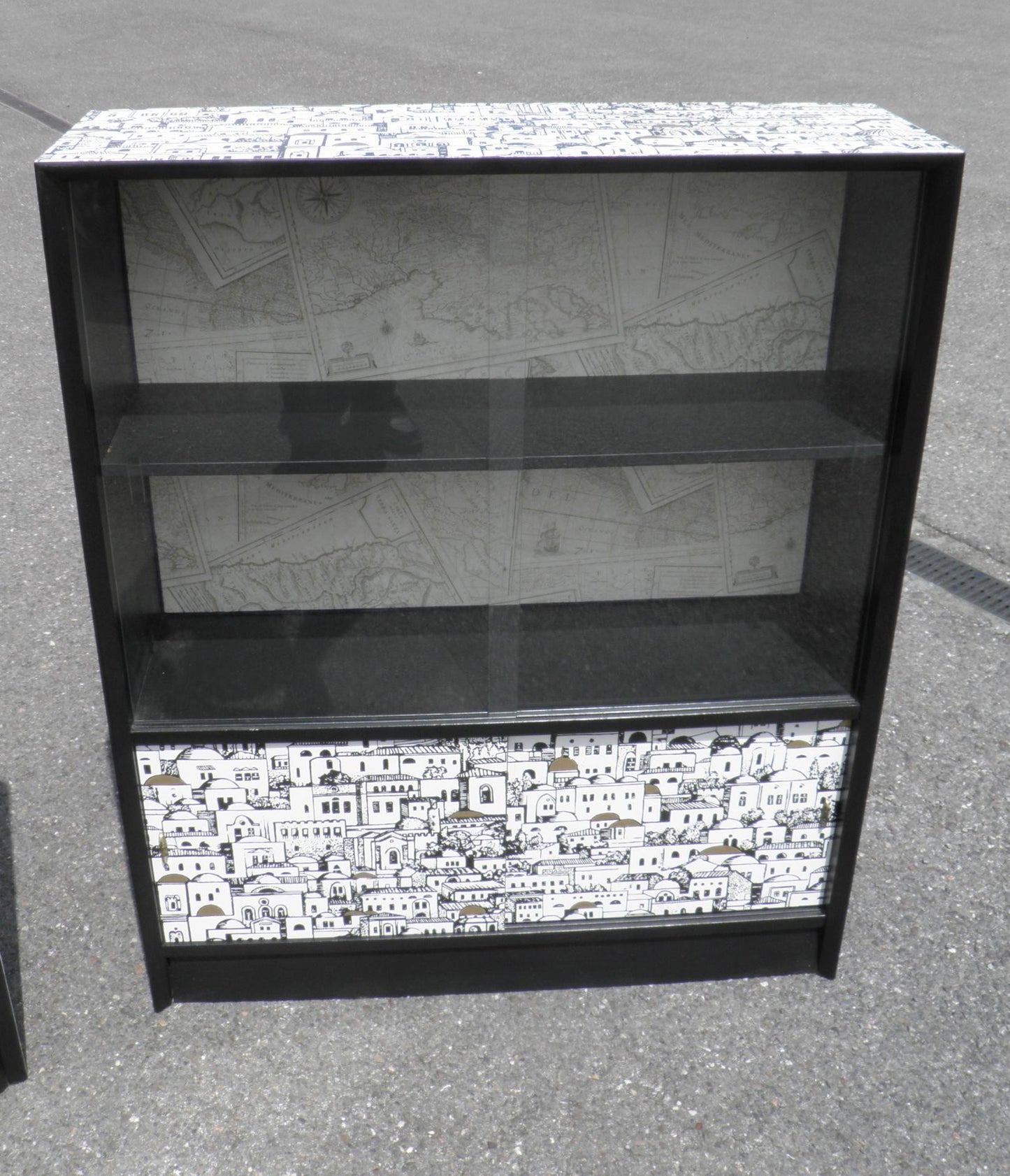 Upcycled Pair of Retro Glass Door Bookcases By Herbert E Gibbs, London