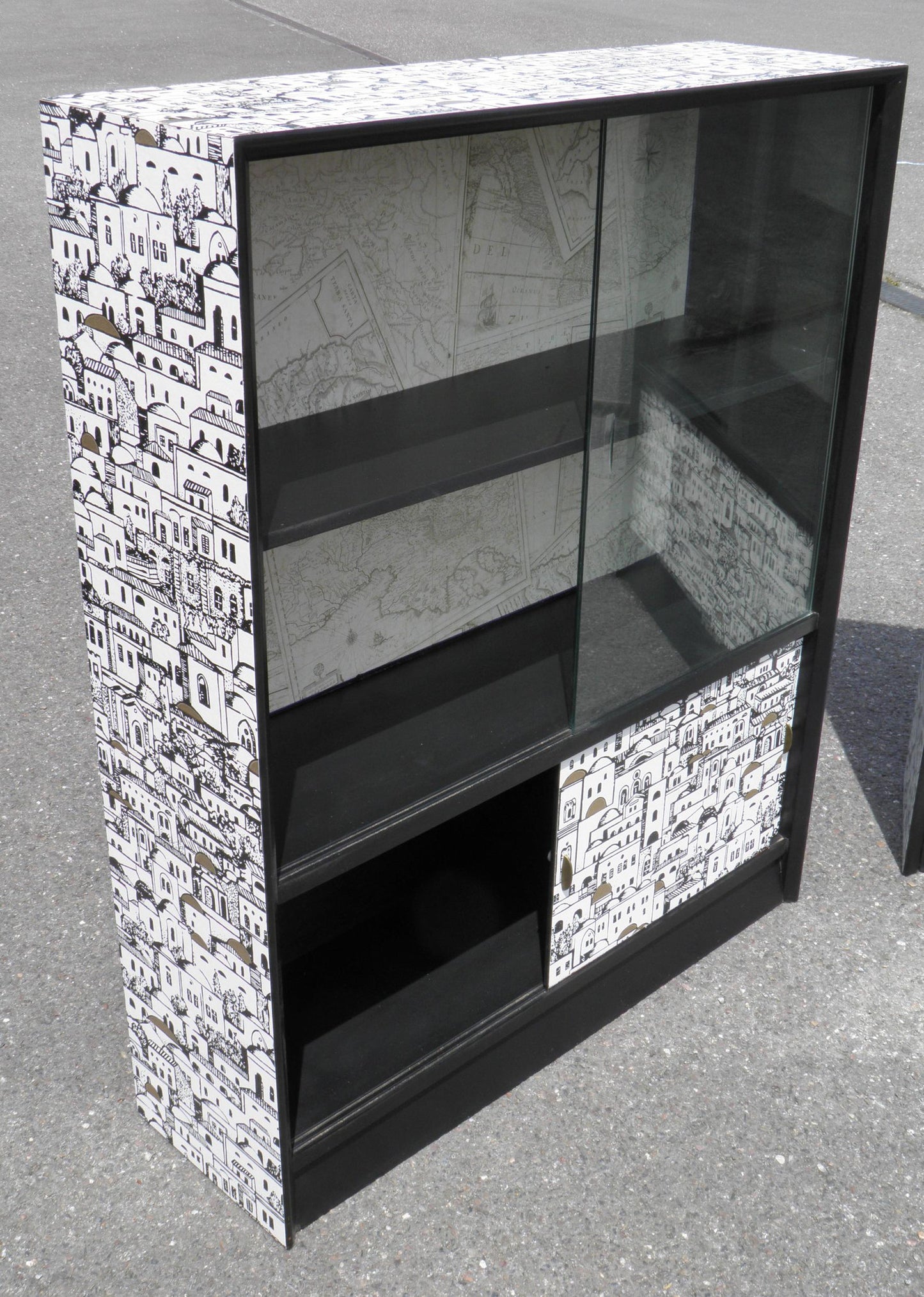 Upcycled Pair of Retro Glass Door Bookcases By Herbert E Gibbs, London