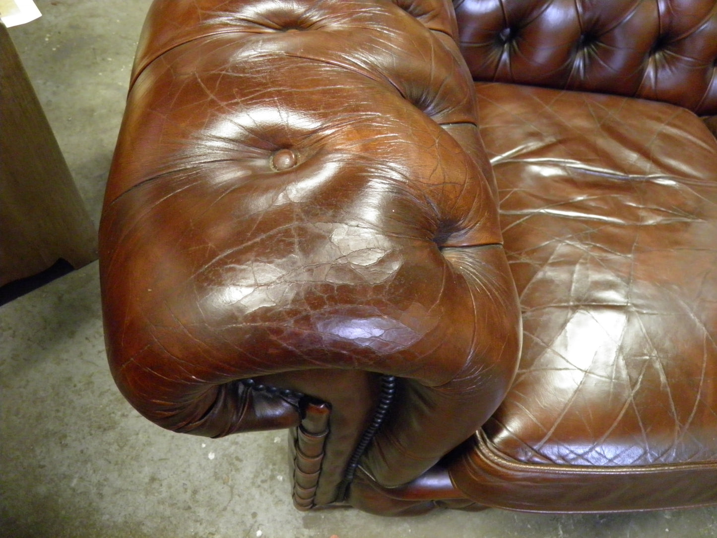 Vintage Brown Leather Chesterfield 3 Seat Sofa