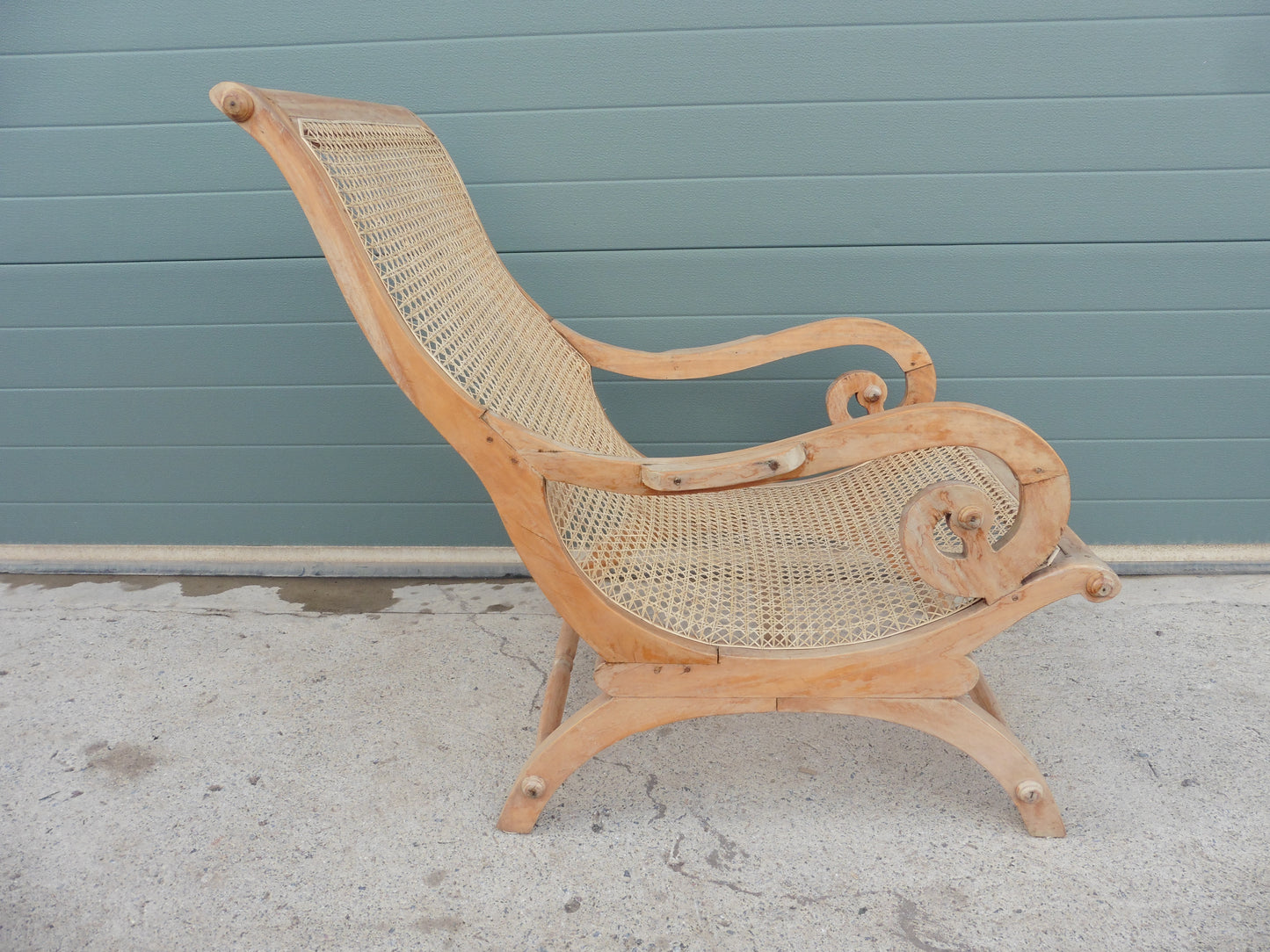 407.....Lovely Faded Vintage Plantation Chair / Caned Armchair