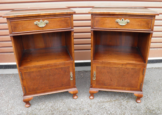 A Pair Of Vintage Walnut Bedside Cupboards