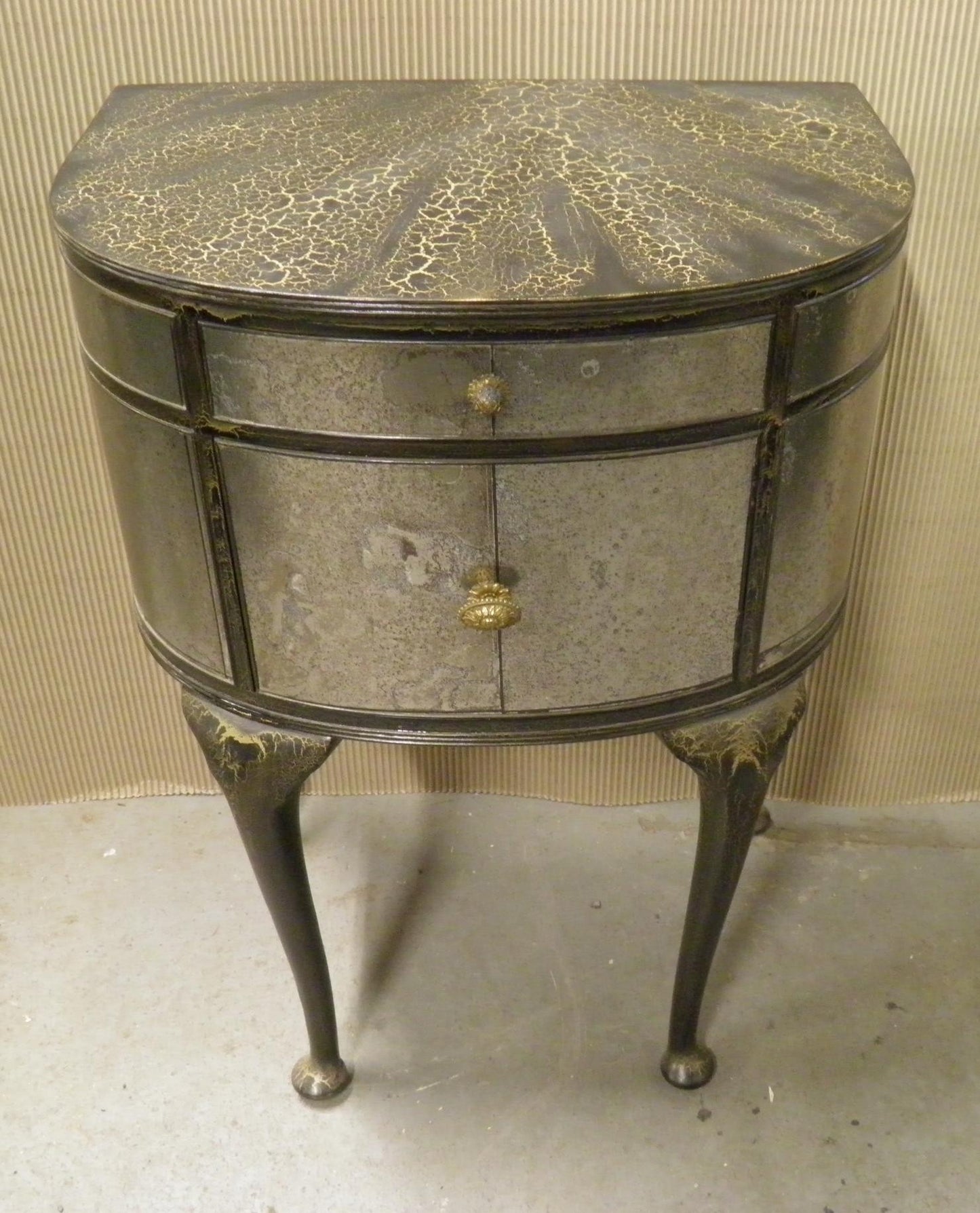 Georgian Style Bow Front Demi- Lune Bedside Cabinet.