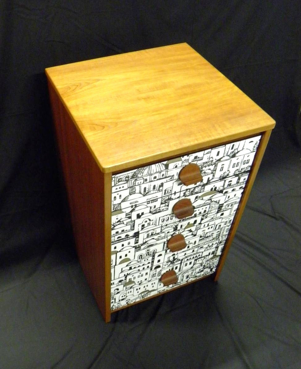 VINTAGE RETRO CHEST WITH FABULOUS FORNASETTI DECORATION