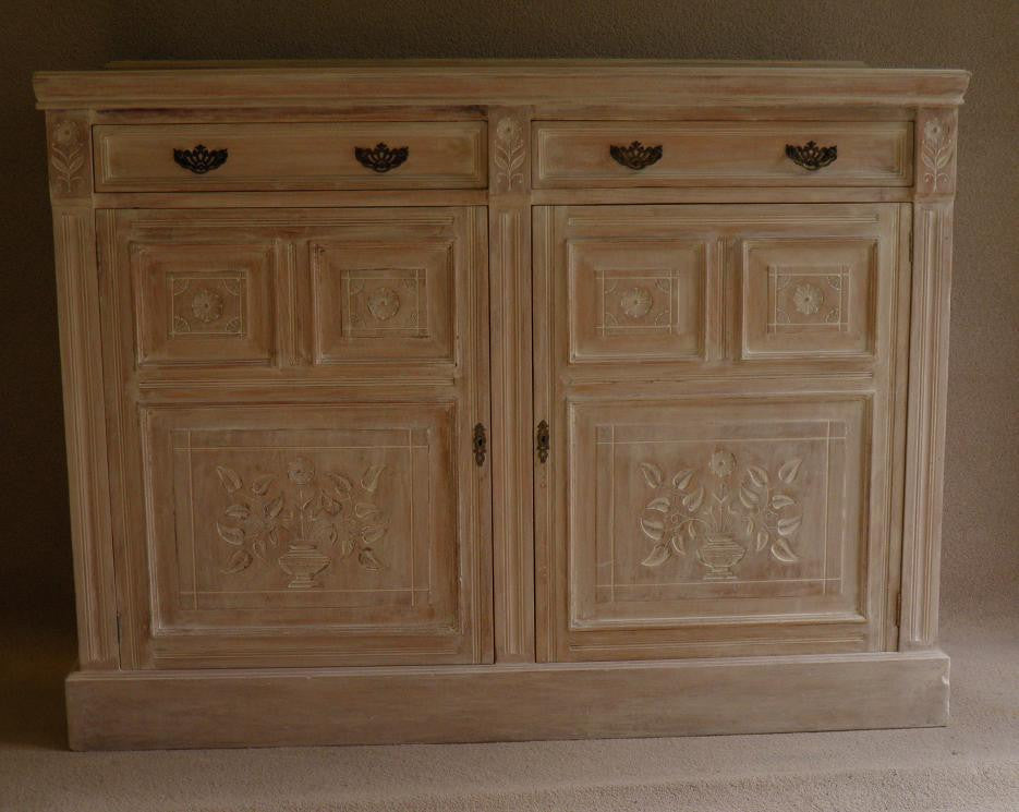 Substantial Bleached Walnut Sideboard Dresser Base Circa 1900