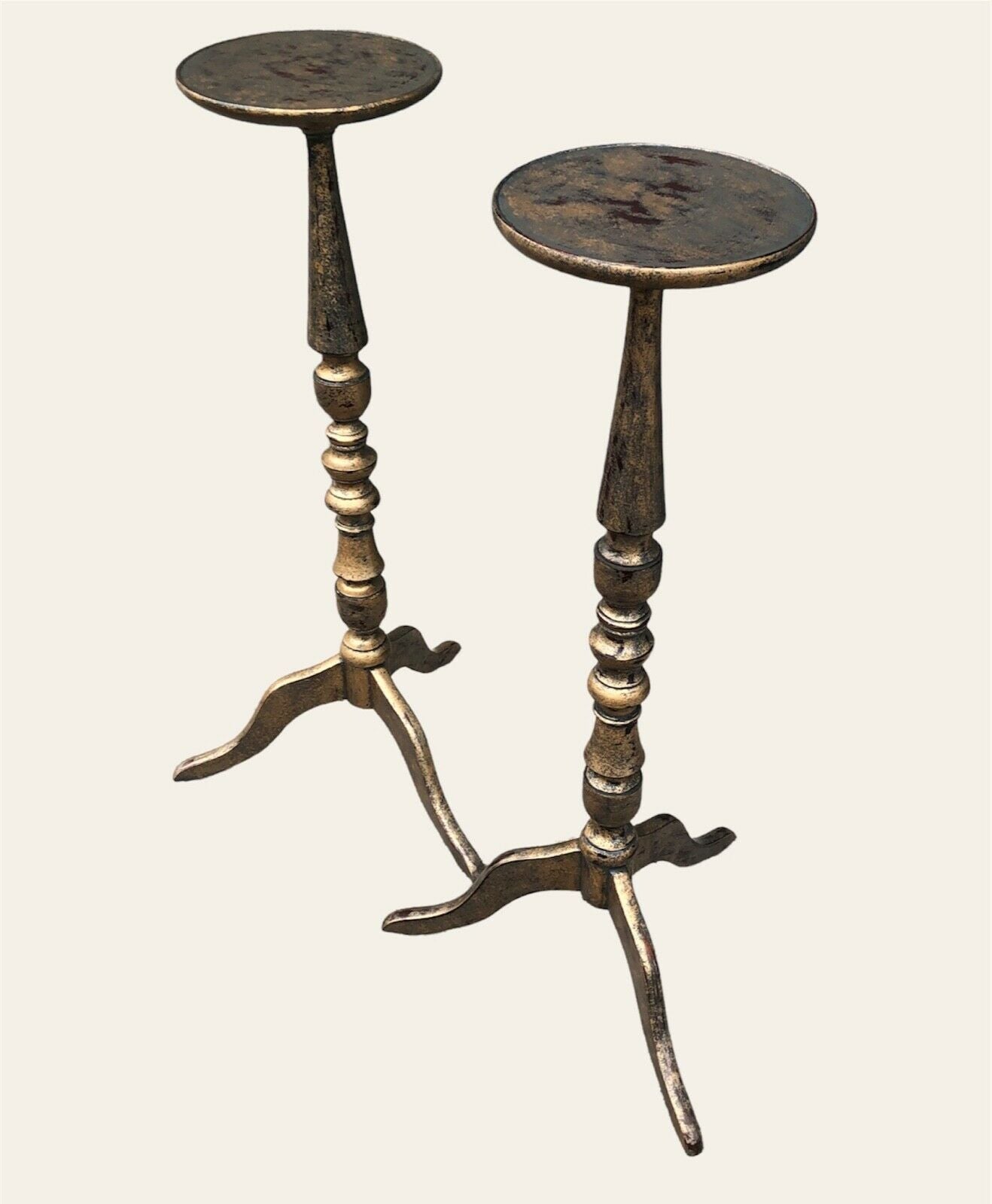 000958....A Pair Of Handsome Vintage Torcheres / Plant Stands ( sold )