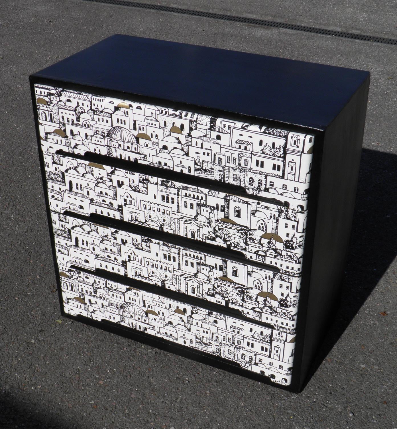 RETRO FORNASETTI DECOUPAGE CHEST OF DRAWERS BY CENTA