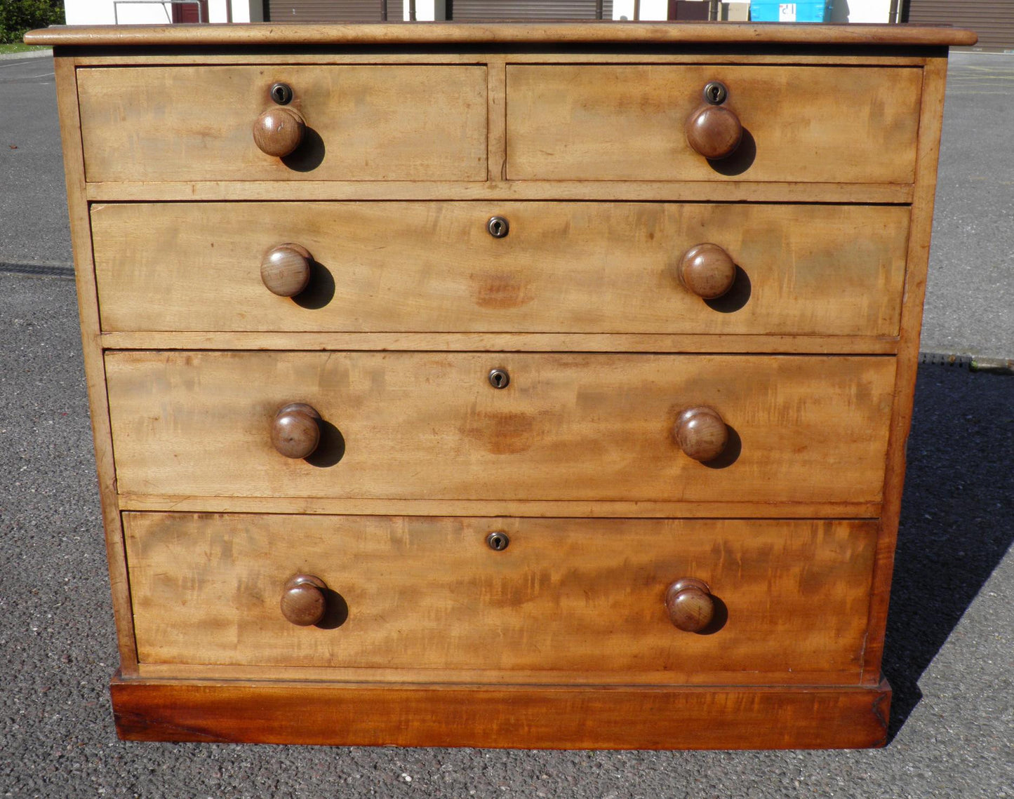 ANTIQUE FADED MAHOGANY CHEST OF DRAWERS