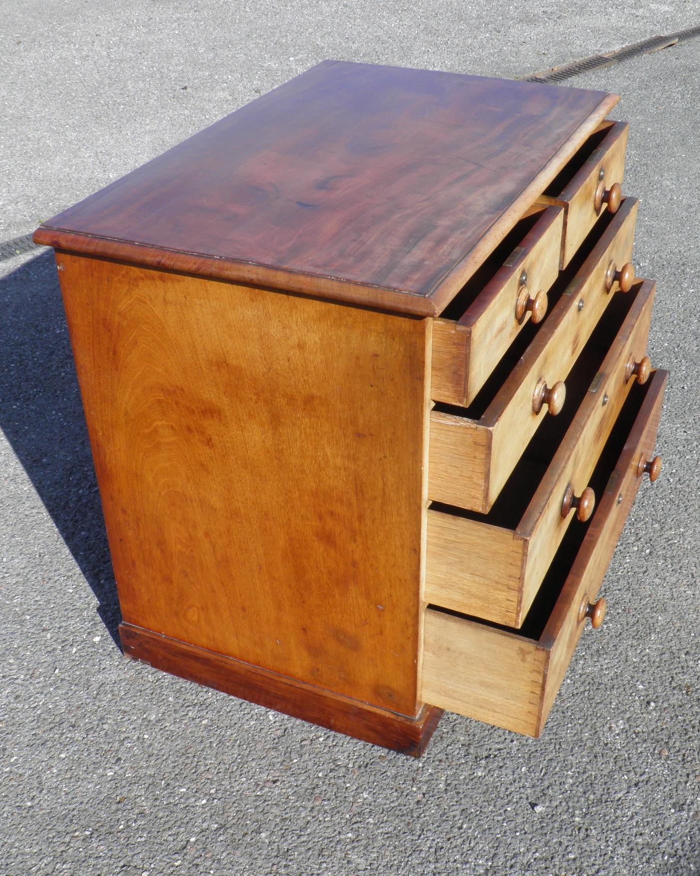 ANTIQUE FADED MAHOGANY CHEST OF DRAWERS