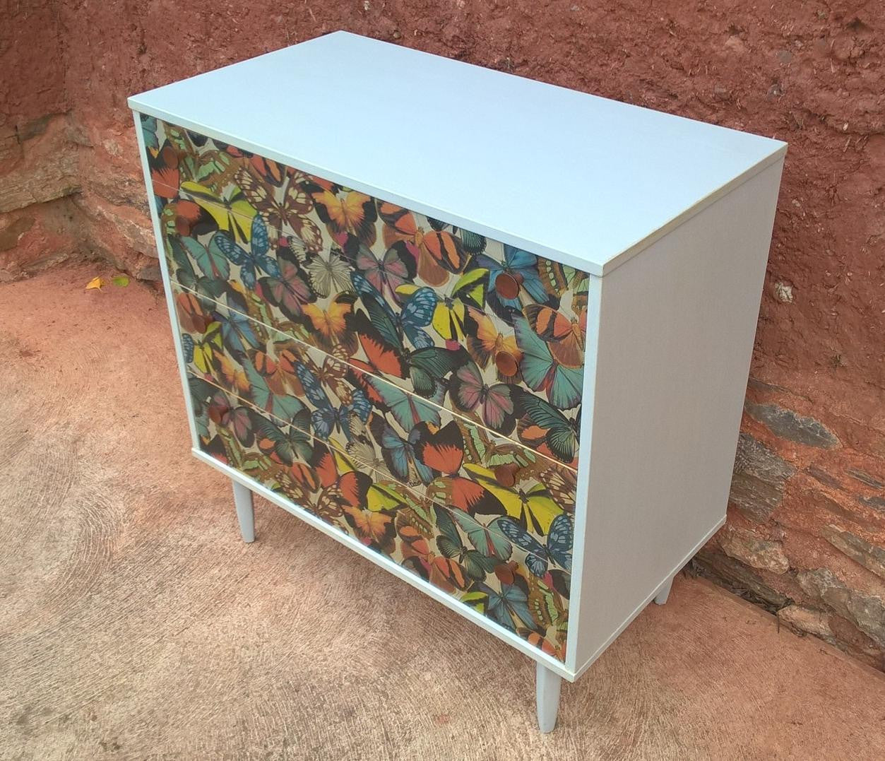 Vintage Retro Upcycled Chest Of Drawers