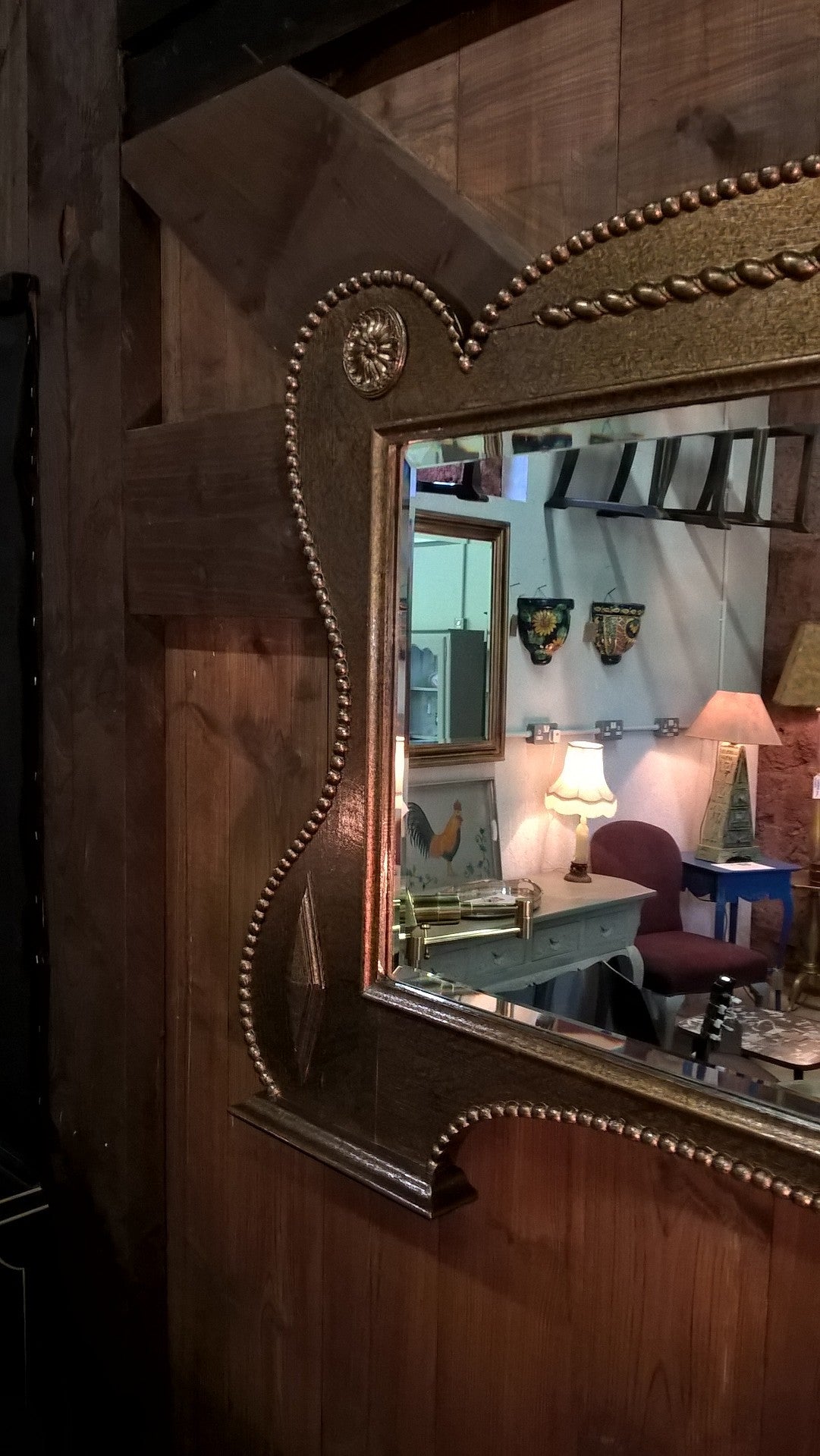 Stunning Oak Overmantel Mirror