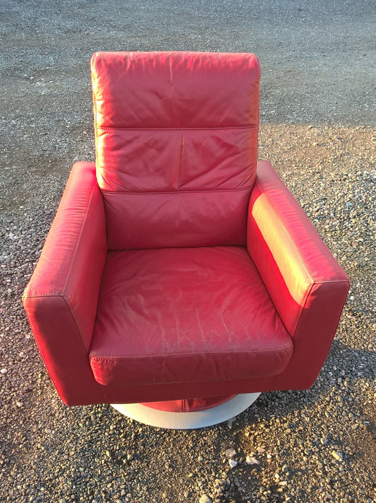 Retro Style Leather Swivel Armchair