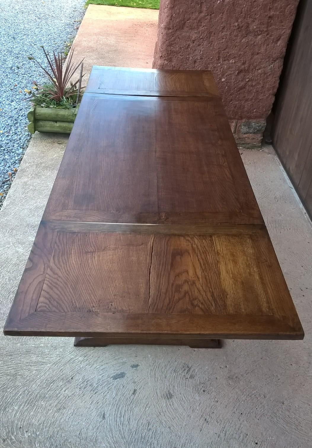 Vintage Large Solid Oak Drawleaf Dining Table