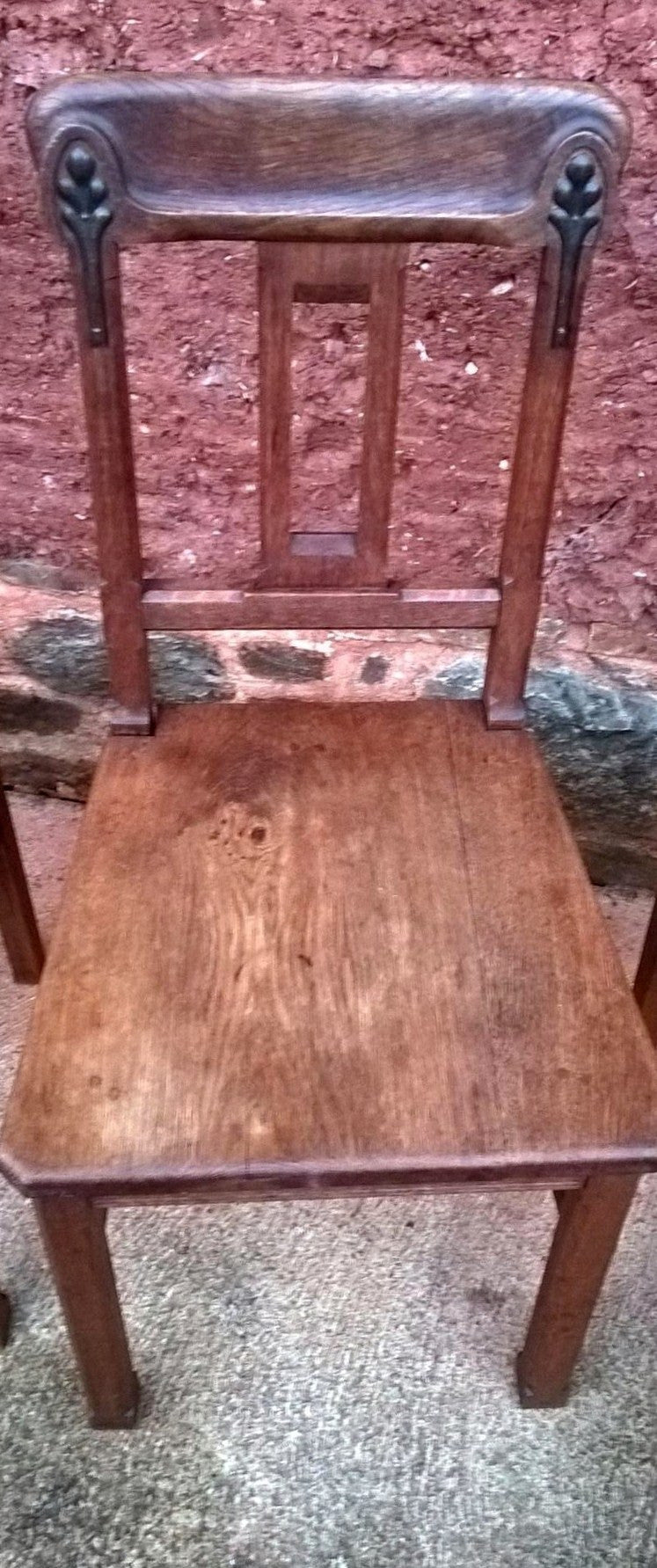 Set Of Four Solid Oak Arts And Crafts Style Dining Chairs