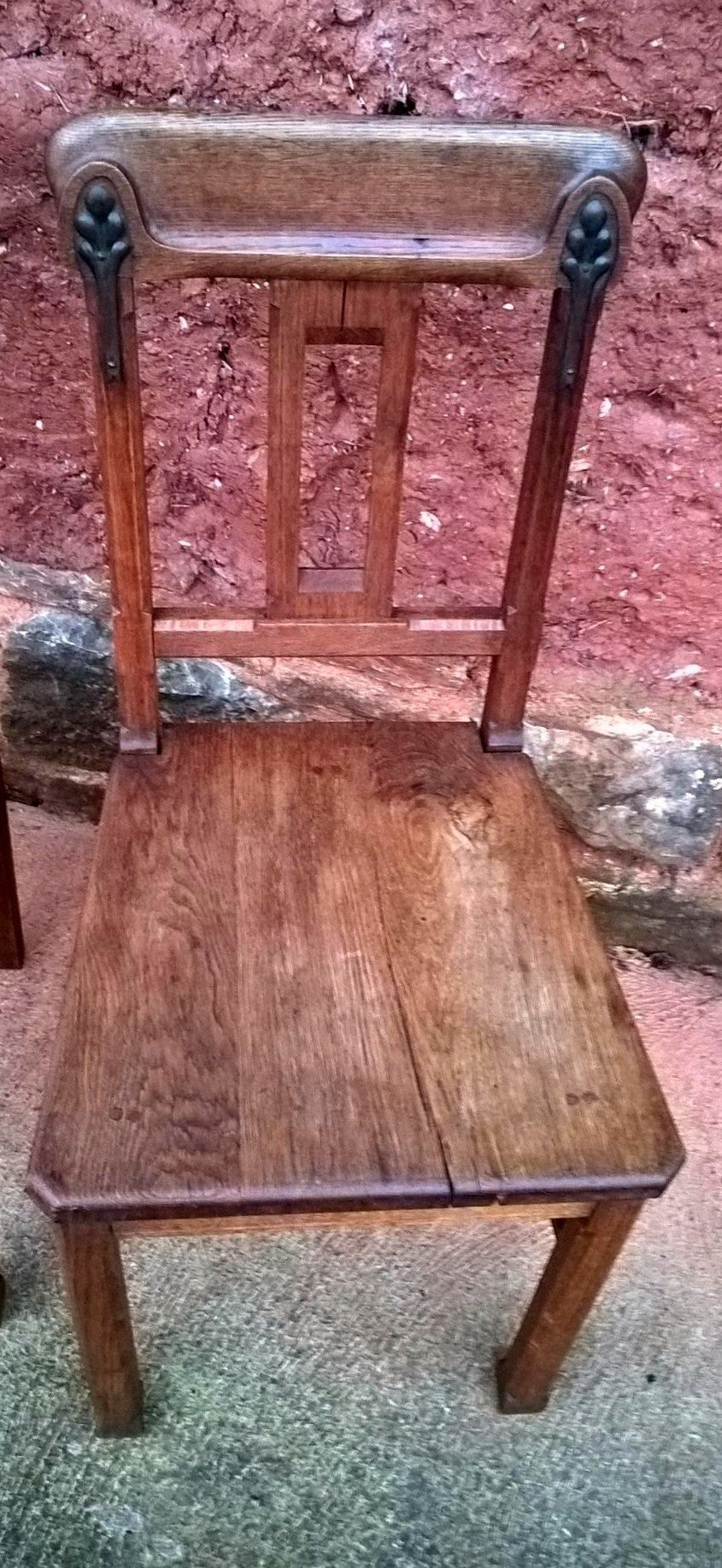 Set Of Four Solid Oak Arts And Crafts Style Dining Chairs