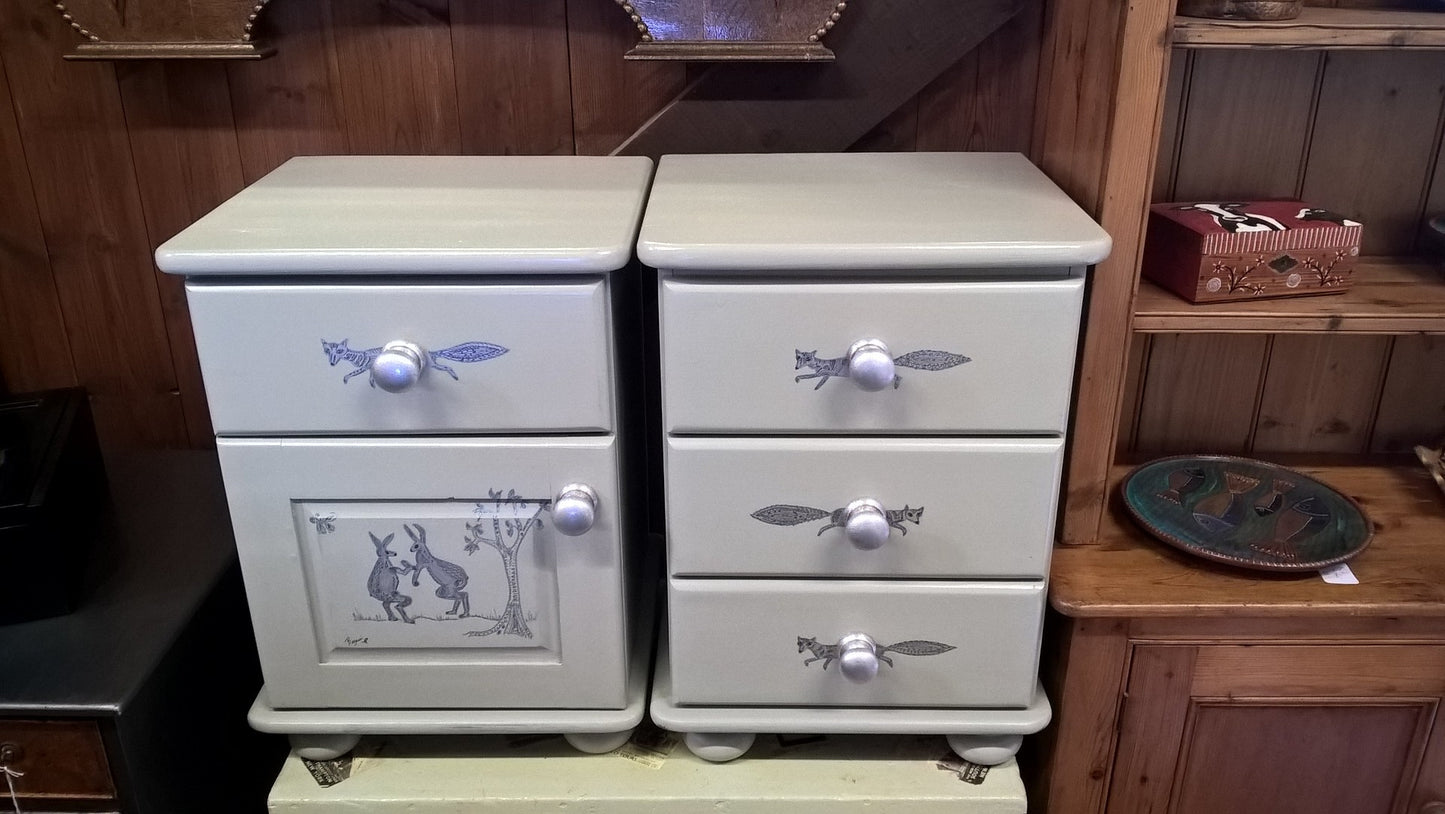Delightful Pair Of Solid Vintage Pine Bedside Cabinets.