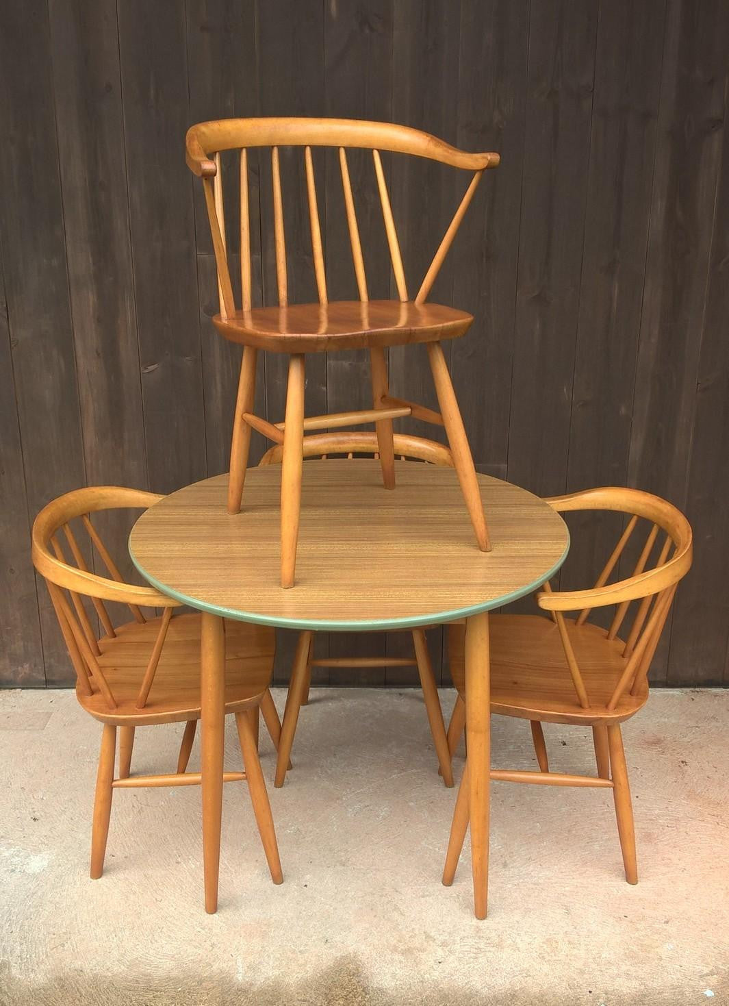 Rare (Ercol Style) Retro Table And 4 Chairs Made By Centa.