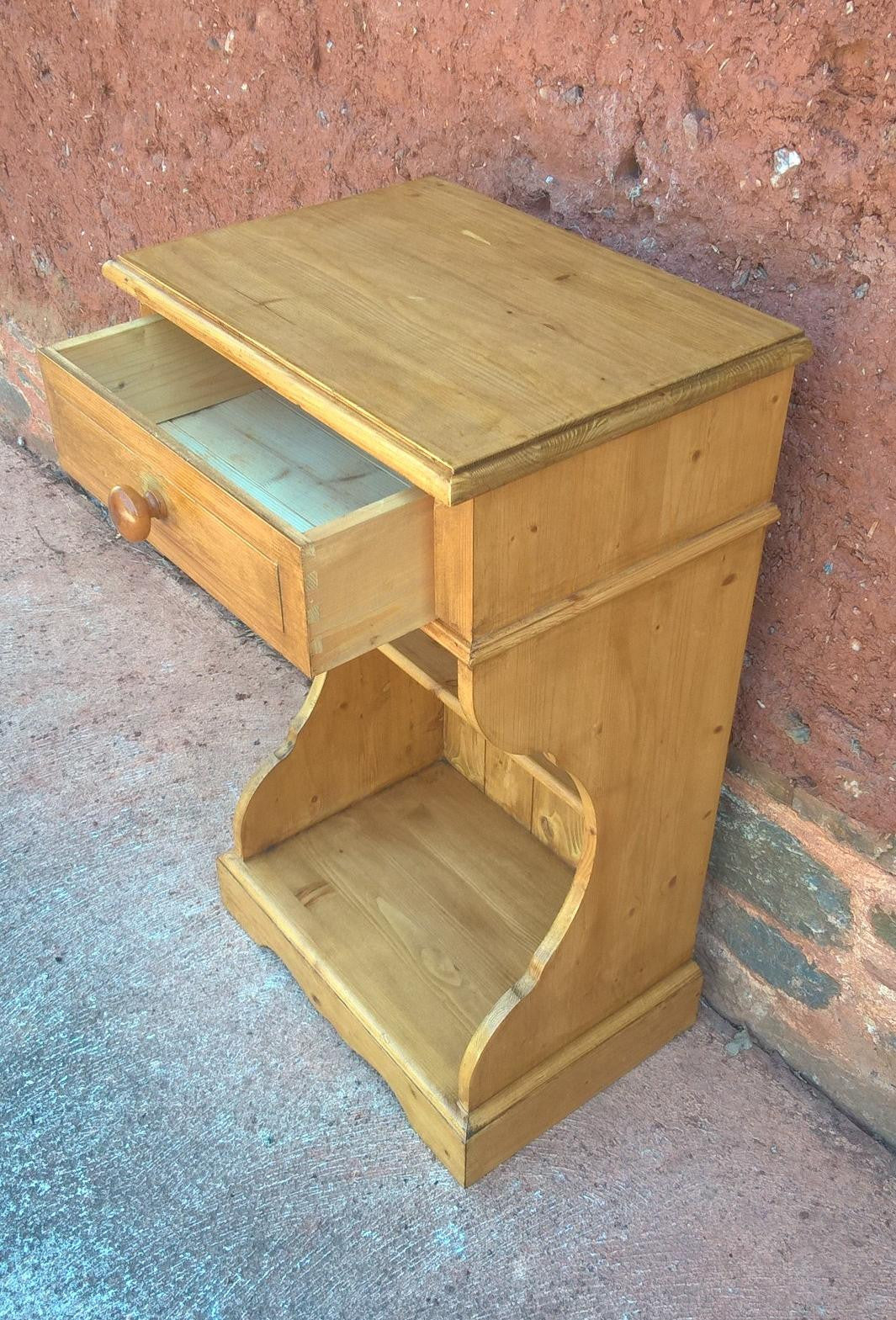 An Unusual Pair Of Pine Bedside Tables / Lamp tables
