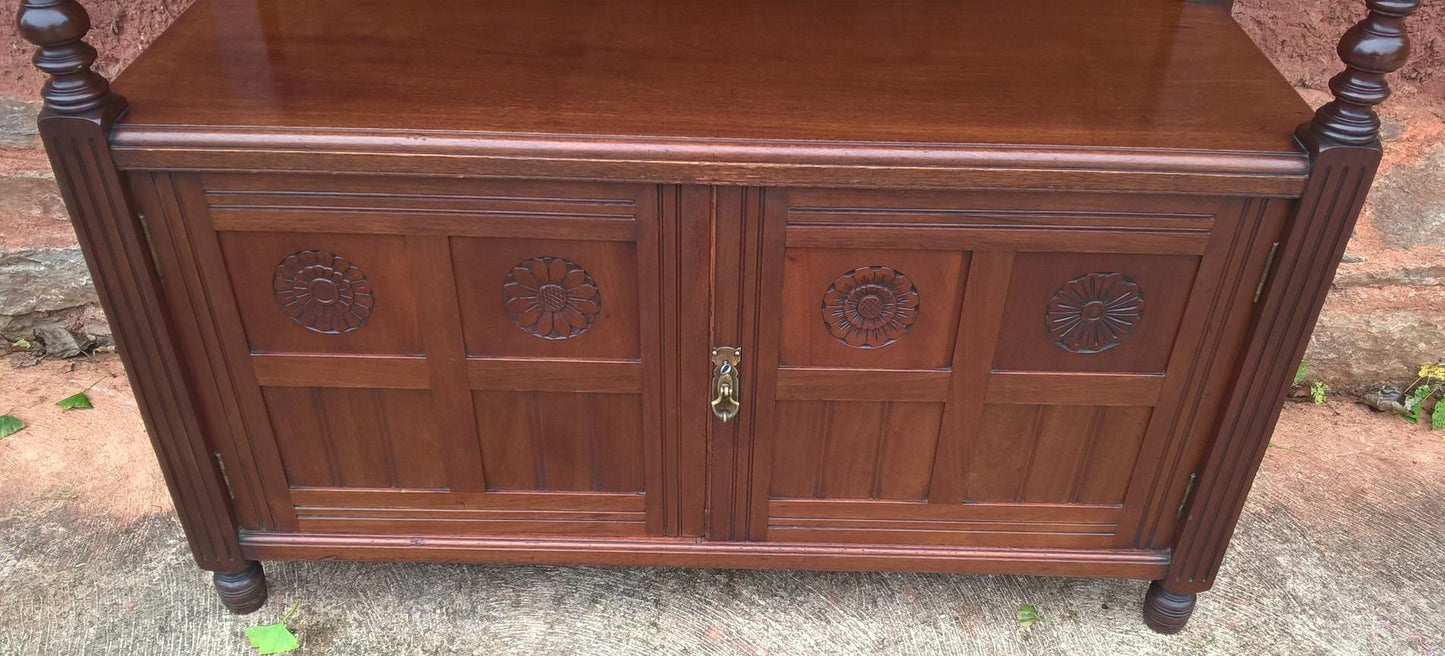 Handsome Arts and Crafts Solid Walnut Buffet / Serving Table
