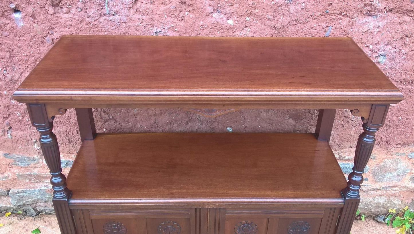 Handsome Arts and Crafts Solid Walnut Buffet / Serving Table