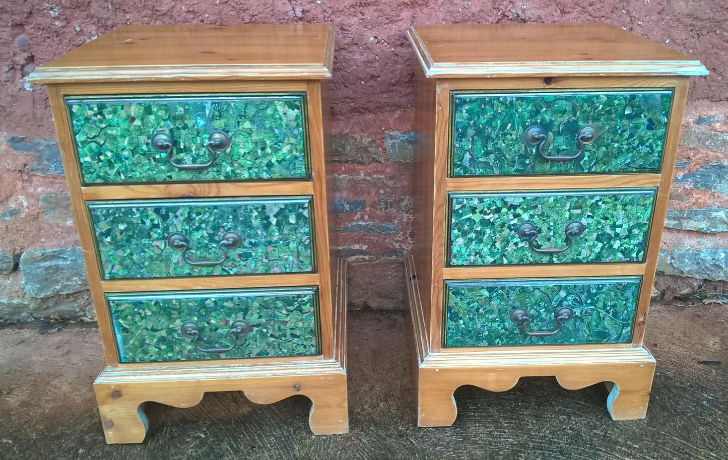 A Pair Of Vintage Stripped Pine Bedside Cabinets / Bedside Chests / Lamp Tables SOLD