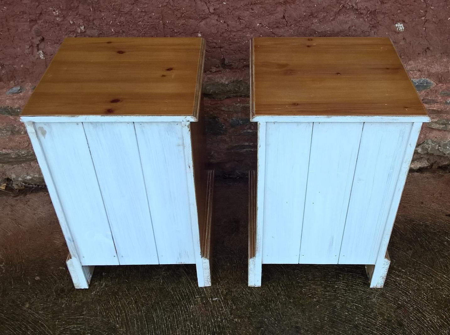 A Pair Of Vintage Stripped Pine Bedside Cabinets / Bedside Chests / Lamp Tables SOLD