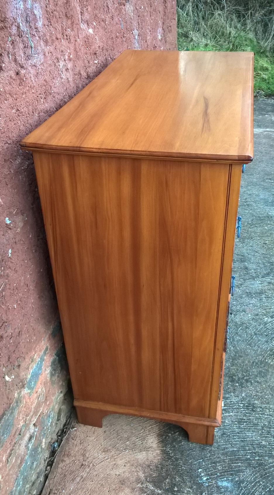 Vintage Hand Stripped Chest Of Drawers - Satin Walnut Chest