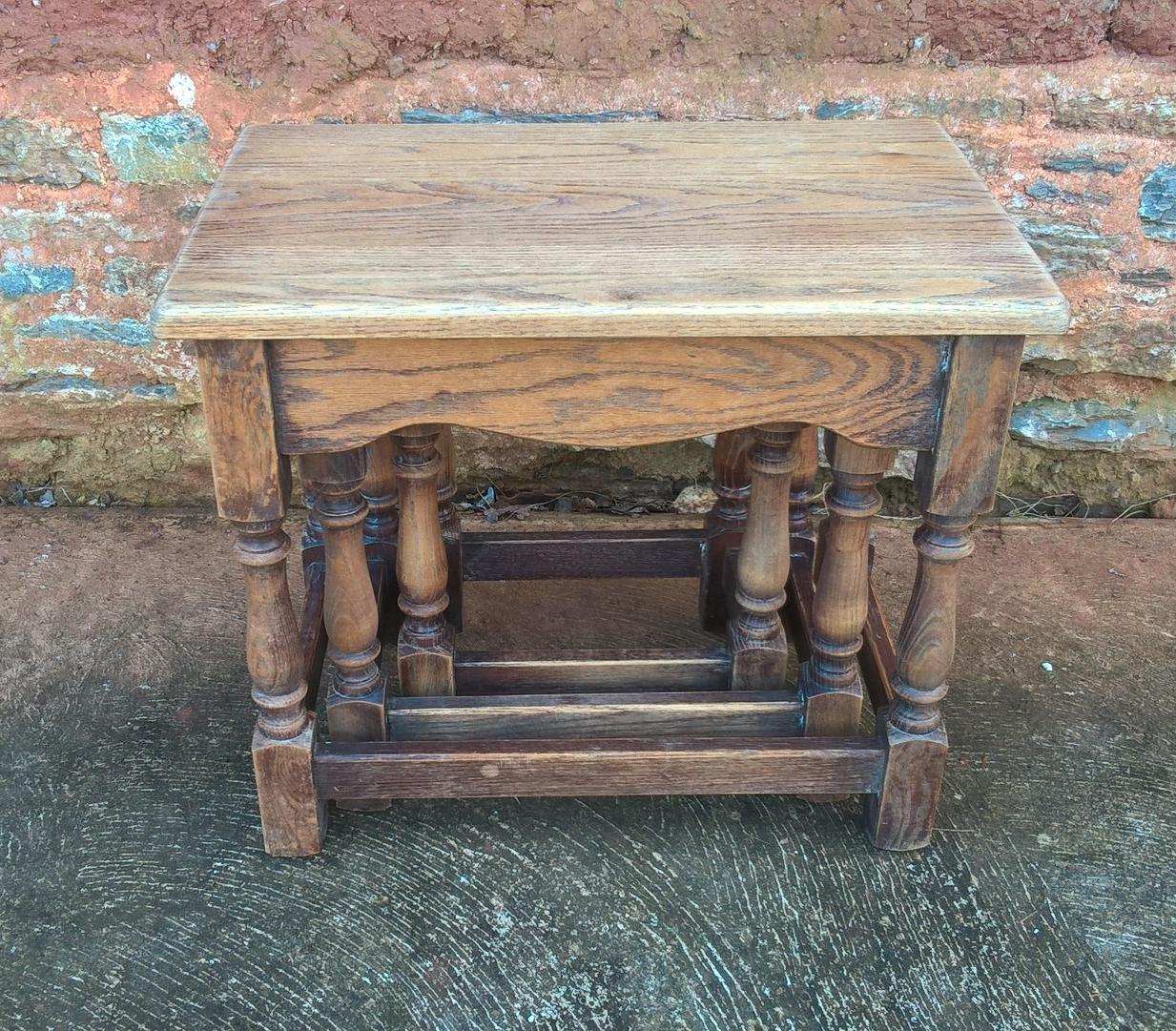 Rustic Vintage Nest Of Oak Tables Made By Jaycee