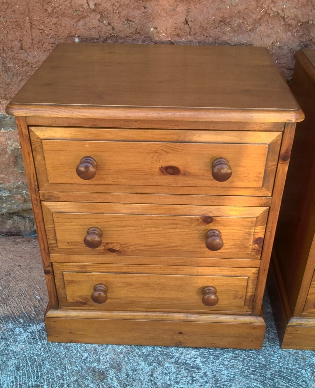 Gorgeous Pair Of Heavy Pine Bedside Chests - Pine Bedside Cabinets