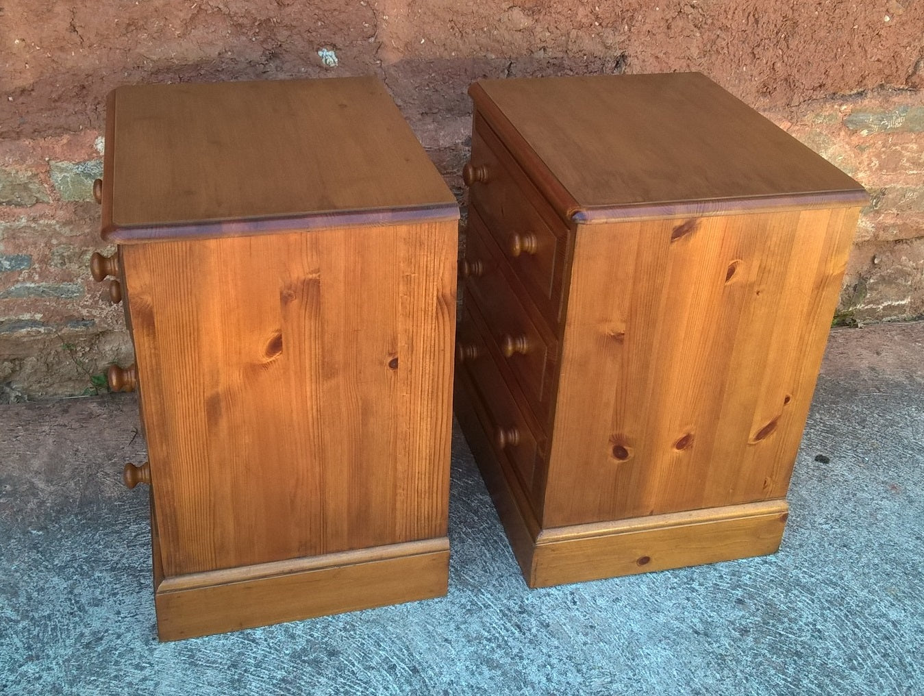 Gorgeous Pair Of Heavy Pine Bedside Chests - Pine Bedside Cabinets