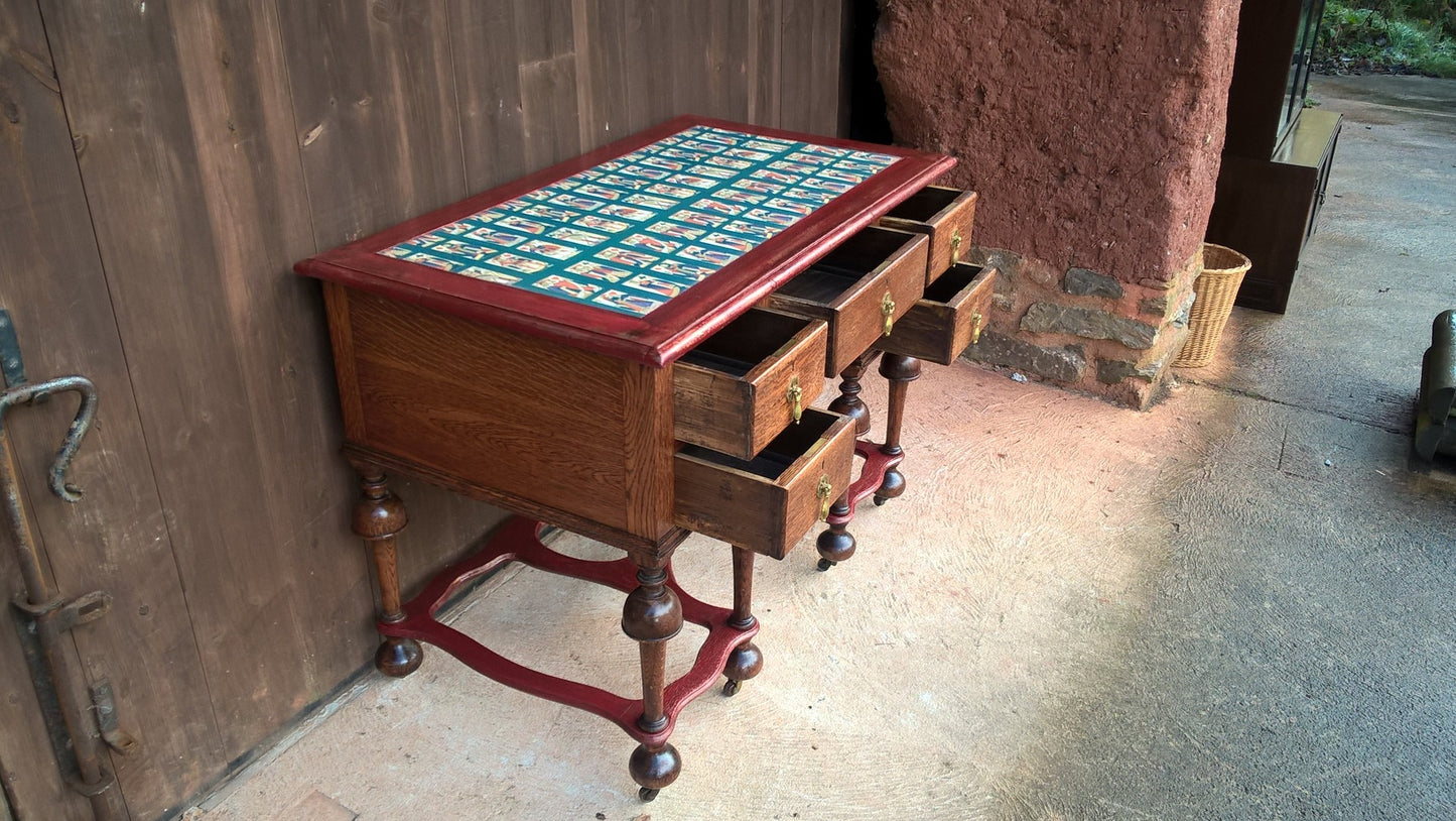 259....Stunning Vintage Desk / Jacobean Style Oak Desk / Jacobean Style Dressing Table ( SOLD )