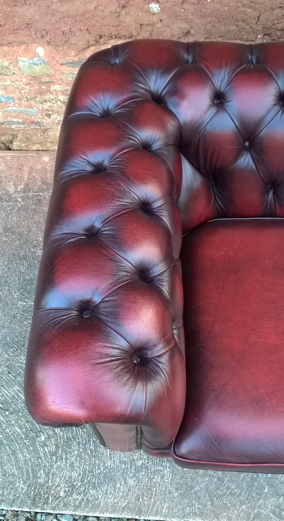 Leather Chesterfield 3 Seat Sofa / Chesterfield Dark Red Sofa