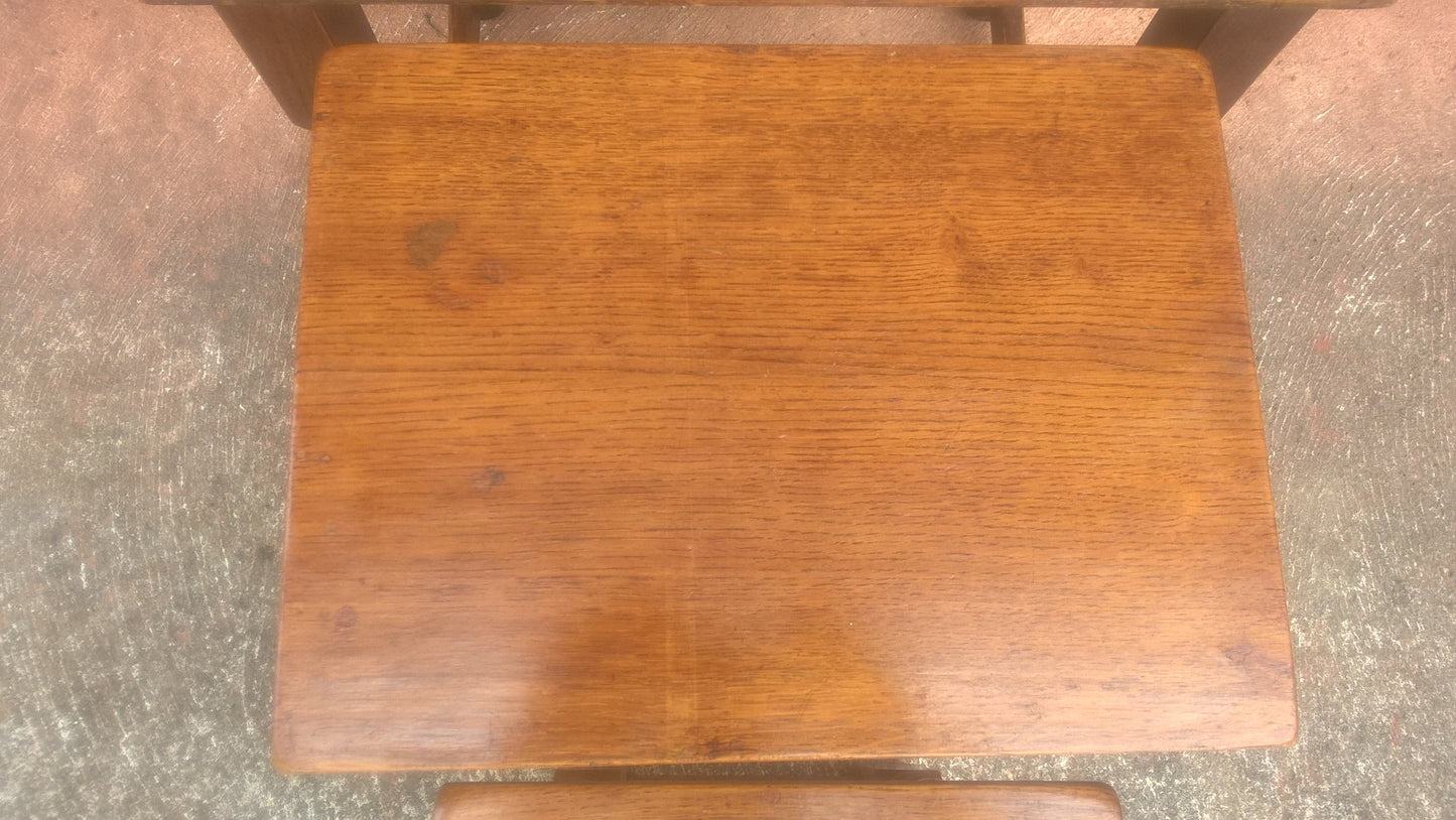 Solid Oak Vintage Nest Of Tables