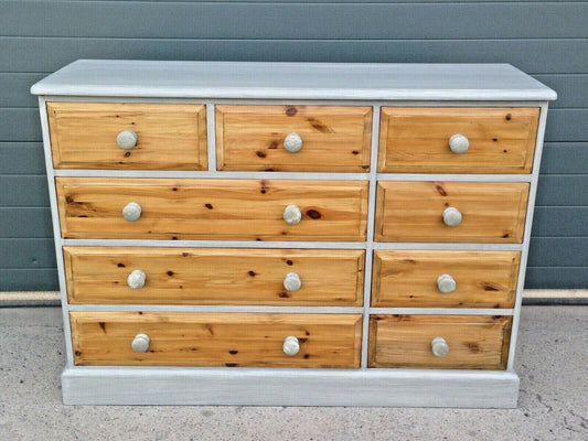 229.....Vintage Pine Chest / Rustic Pine Bank Of Drawers