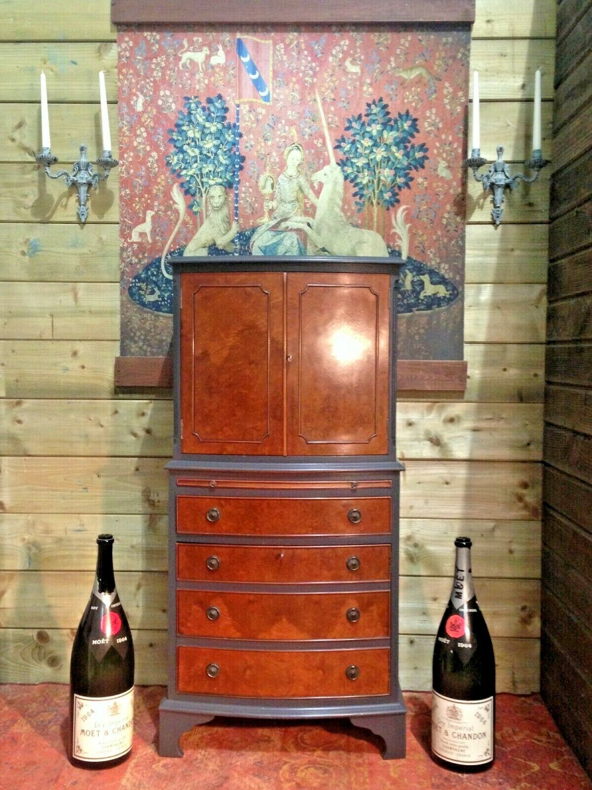 Stunning Refinished Walnut Drinks Cabinet / Vintage Cocktail Cabinet ( SOLD )