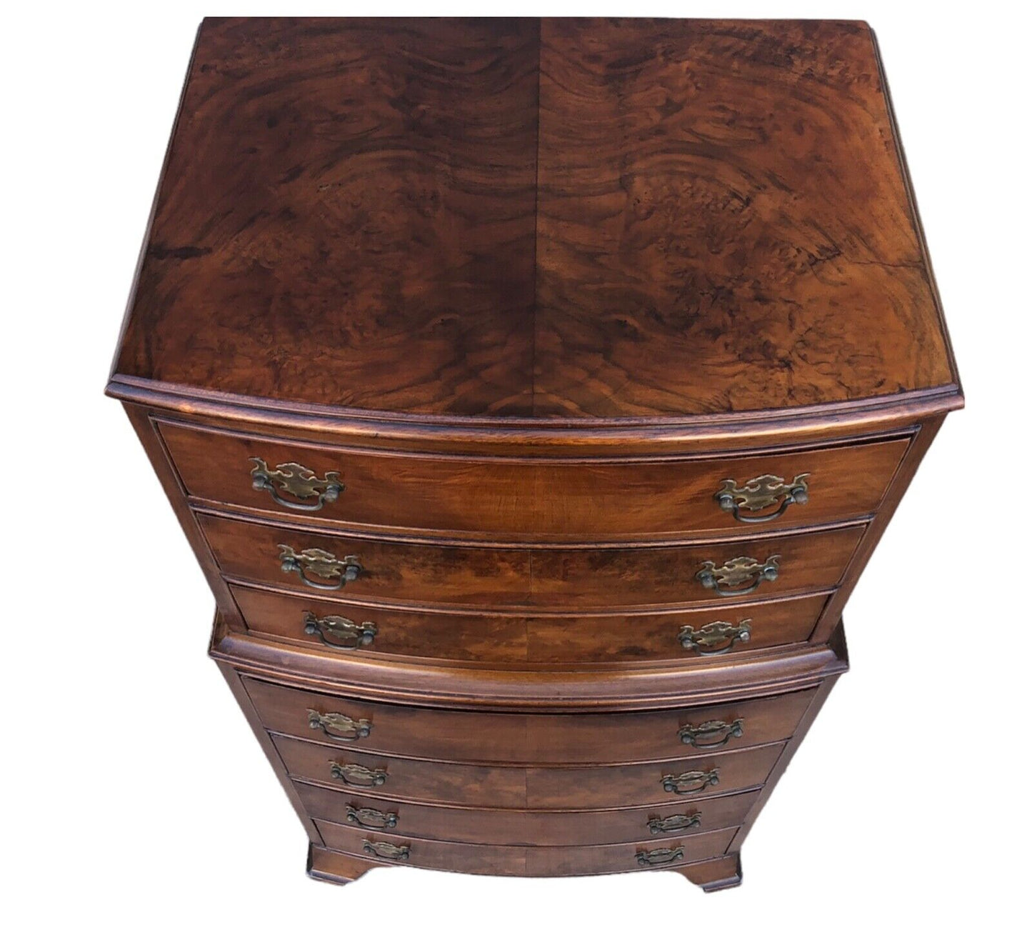 000917....Handsome Vintage Small Walnut Tallboy Chest Of Drawers ( sold )