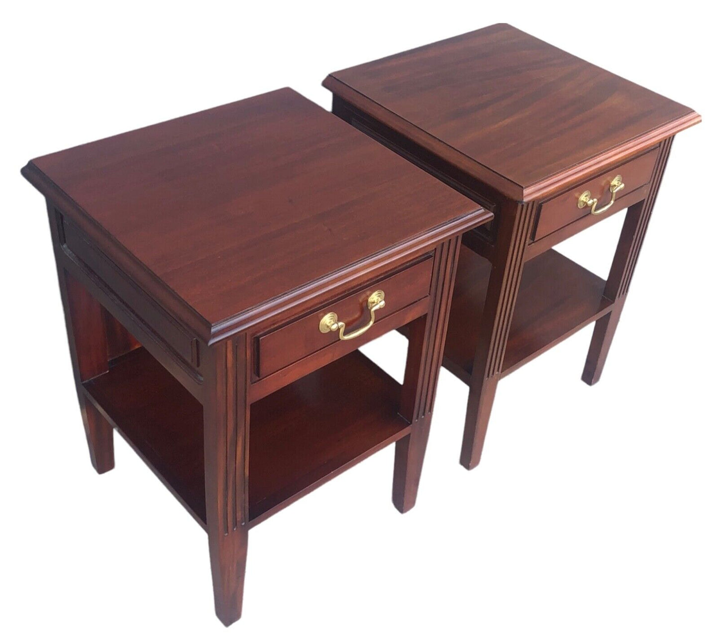 000916....Handsome Pair Of Vintage Mahogany Bedside Tables ( sold )